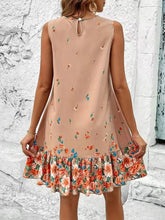 Ruffled Hem Floral Sleeveless Mini Tank Dress OutfitFlow